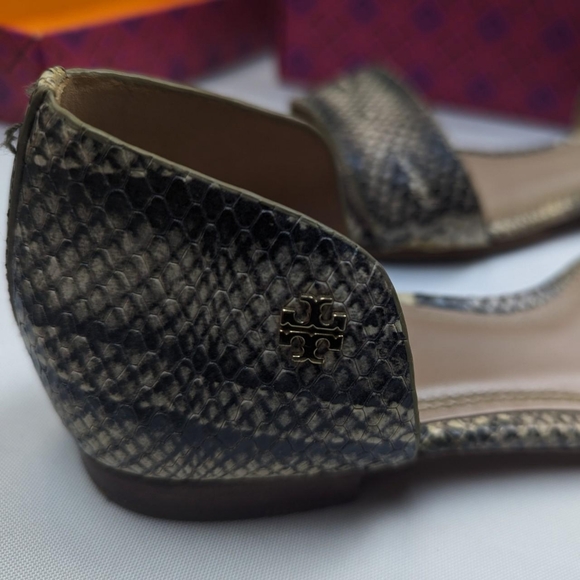 Tory Burch Snakeskin Print Savannah Flat Sandal - Picture 2 of 8